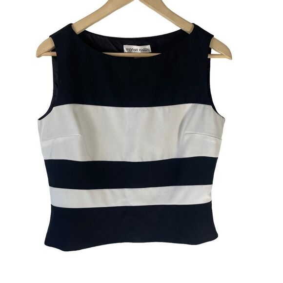 Hannah Hardy Black And White Shell Top Sz 10 - Picture 1 of 6
